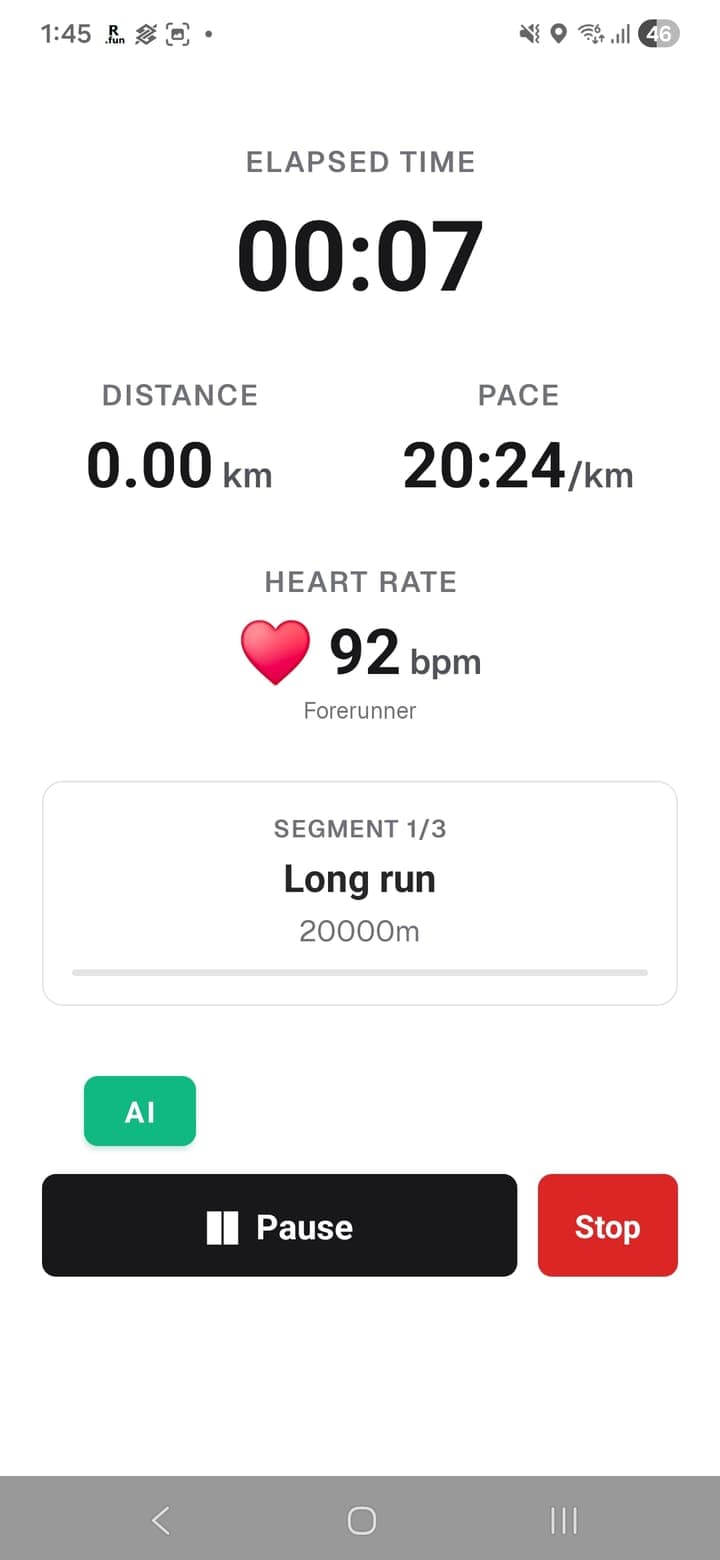 Live workout with heart rate and segments
